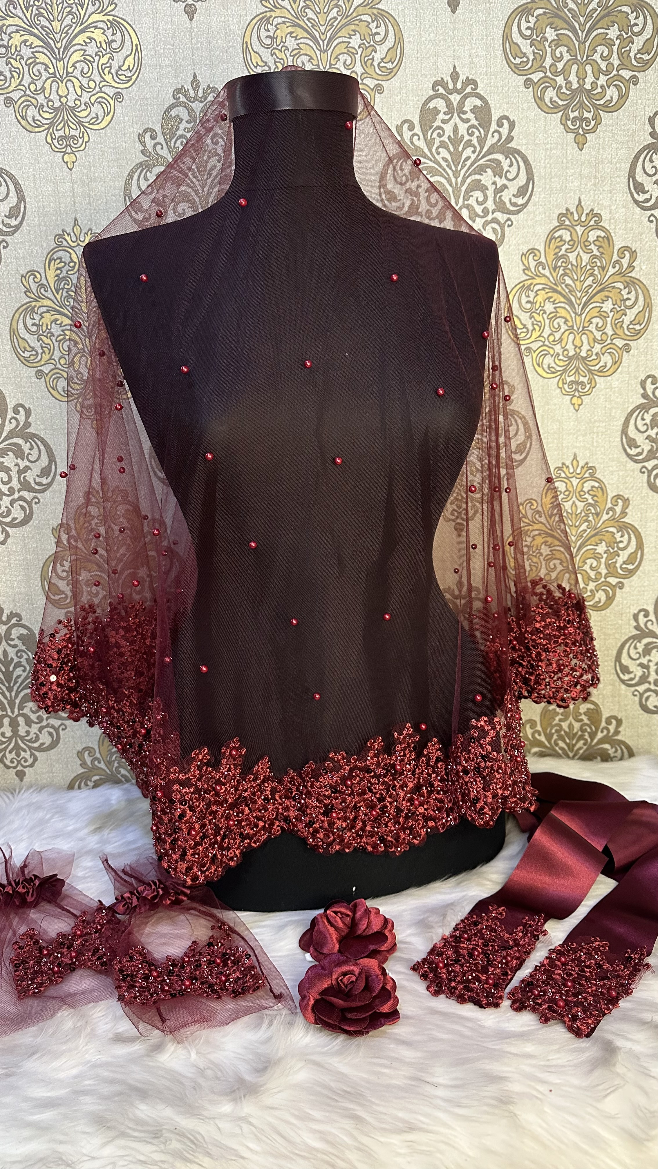 İNCİLİ PUL PAYET DUVAK SETİ ORKİDE