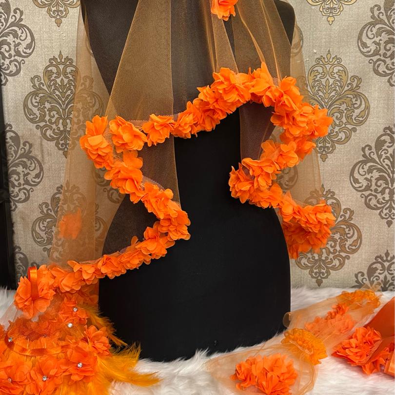 LAZER CİCEKLİ DUVAK SETİ (TURUNCU)