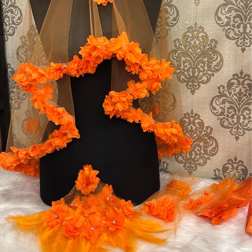 LAZER CİCEKLİ DUVAK SETİ (TURUNCU)