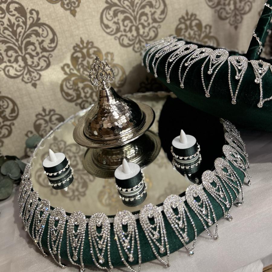 GÖZYAŞI SEPET TEPSİ SETİ (Z.YEŞİL)