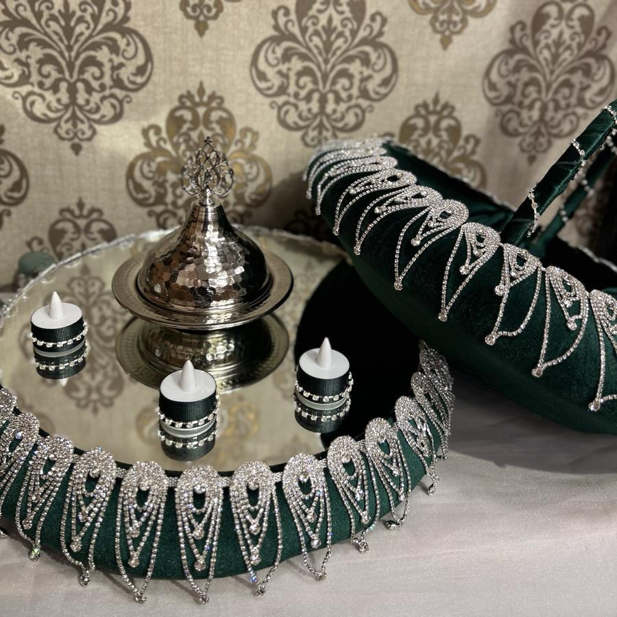 GÖZYAŞI SEPET TEPSİ SETİ (Z.YEŞİL)