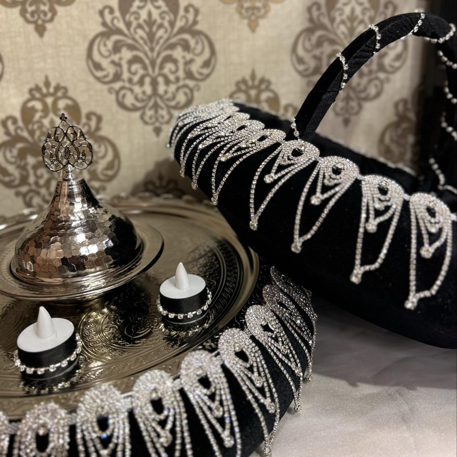 GÖZYAŞI SEPET TEPSİ SETİ (SİYAH)