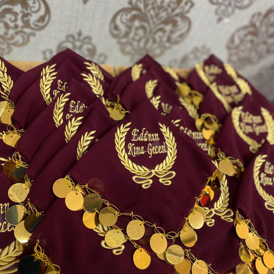 ŞİFON PULLU İŞLEME MENDİL