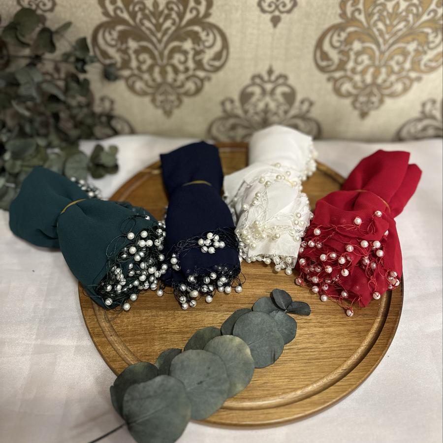 ŞİFON İNCİLİ MENDİL (10 LU)